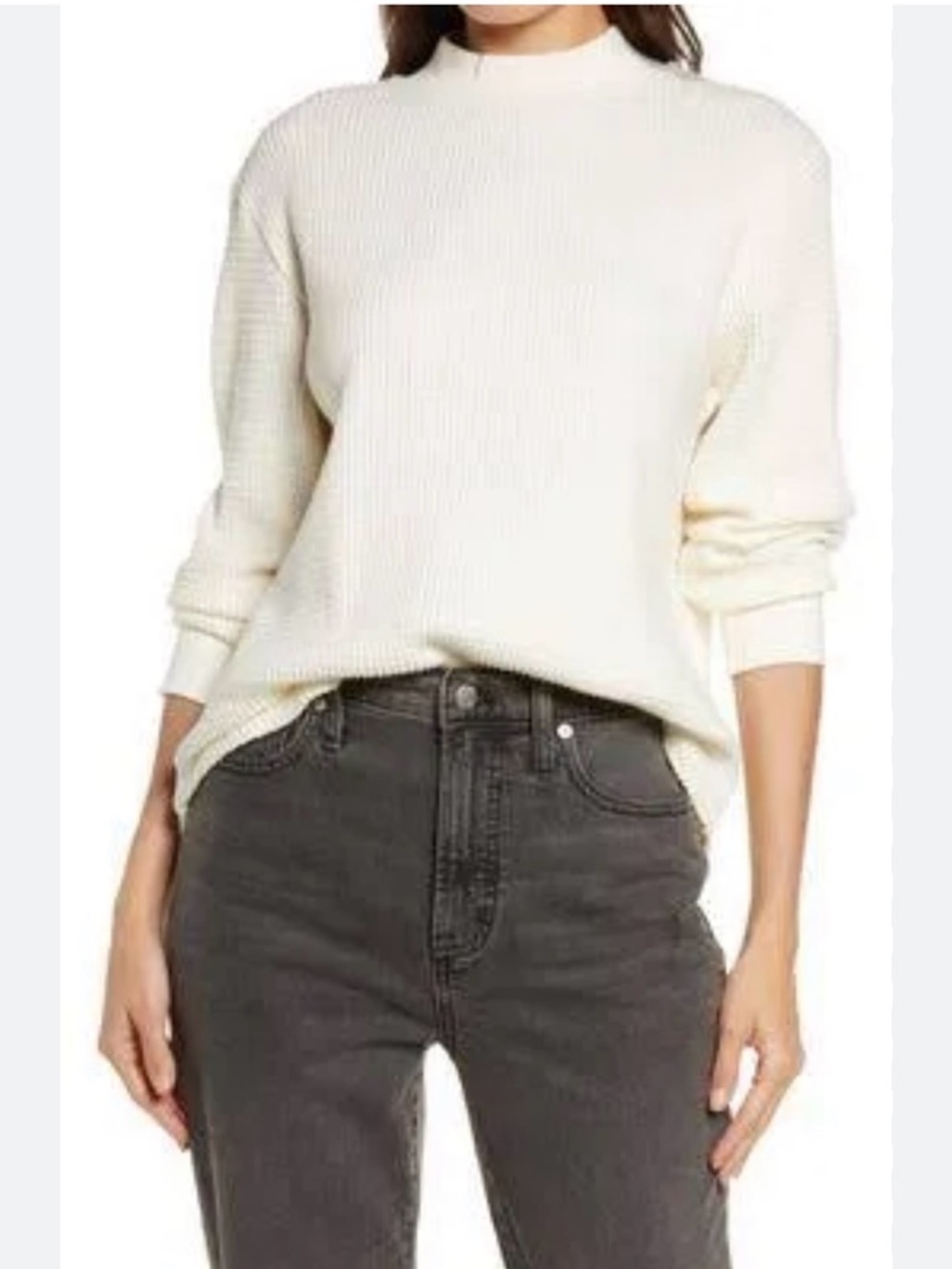 Madewell Mockneck Waffle Sweatshirt Long Sleeve Tee Size Women’s XS